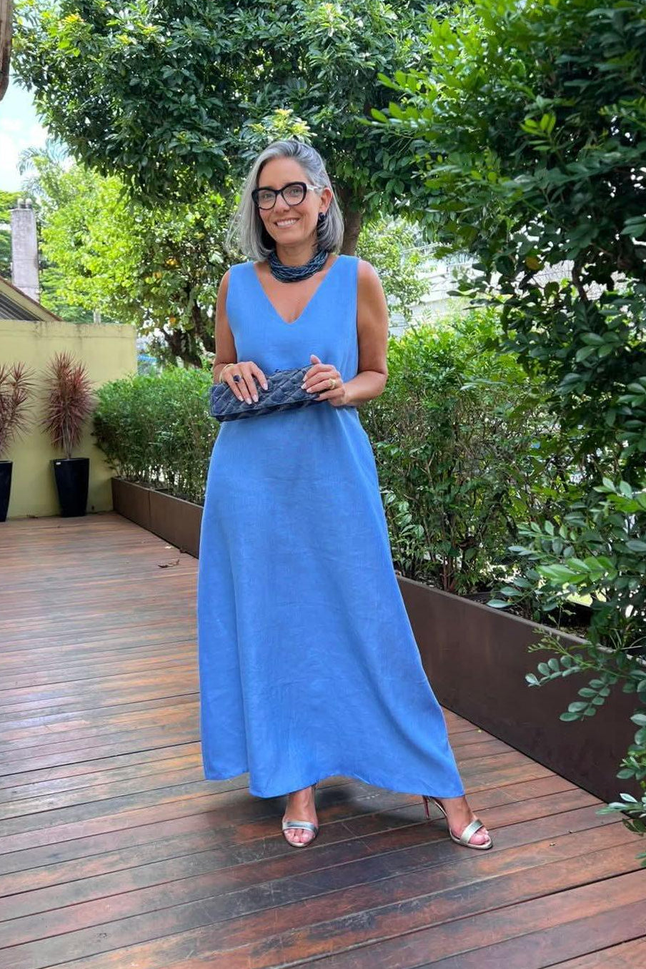 Vestido Paula Linho Azul